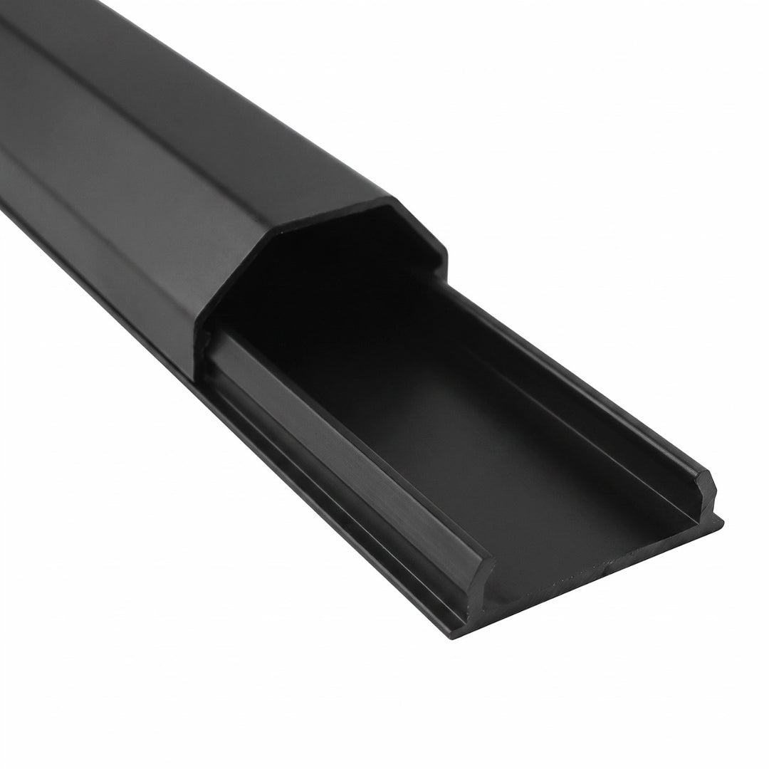 Maclean-Kabelabdeckleiste aus Aluminium, 33 x 18 x 750 mm, schwarz, MCTV-897 B