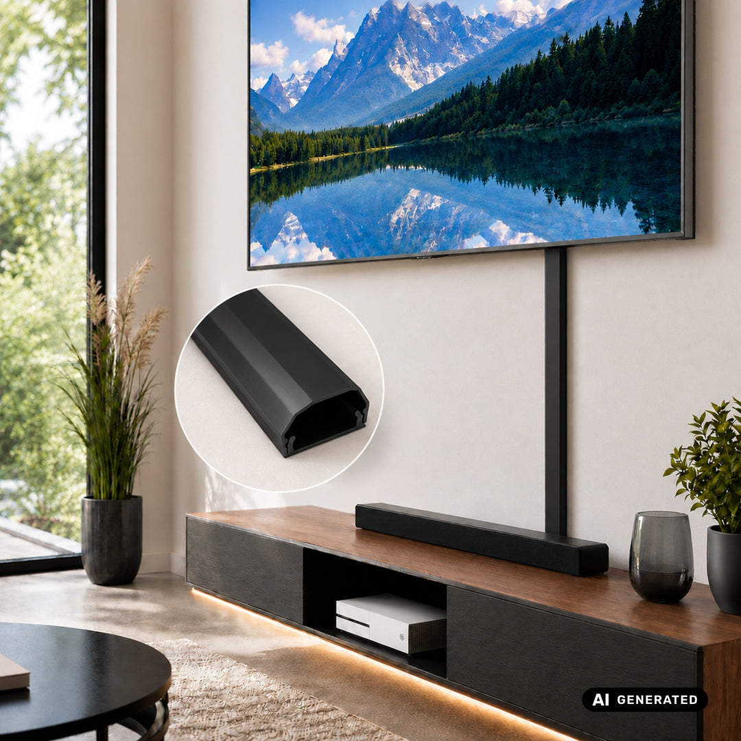 Maclean-Kabelabdeckleiste aus Aluminium, 33 x 18 x 750 mm, schwarz, MCTV-897 B