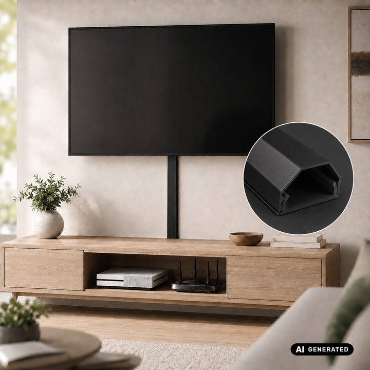 Maclean-Kabelabdeckleiste aus Aluminium, 33 x 18 x 750 mm, schwarz, MCTV-897 B