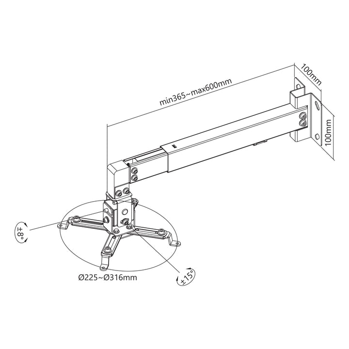 Wandhalterung für Maclean-Projektoren, schwarz, bis 20 kg, MC-205 B