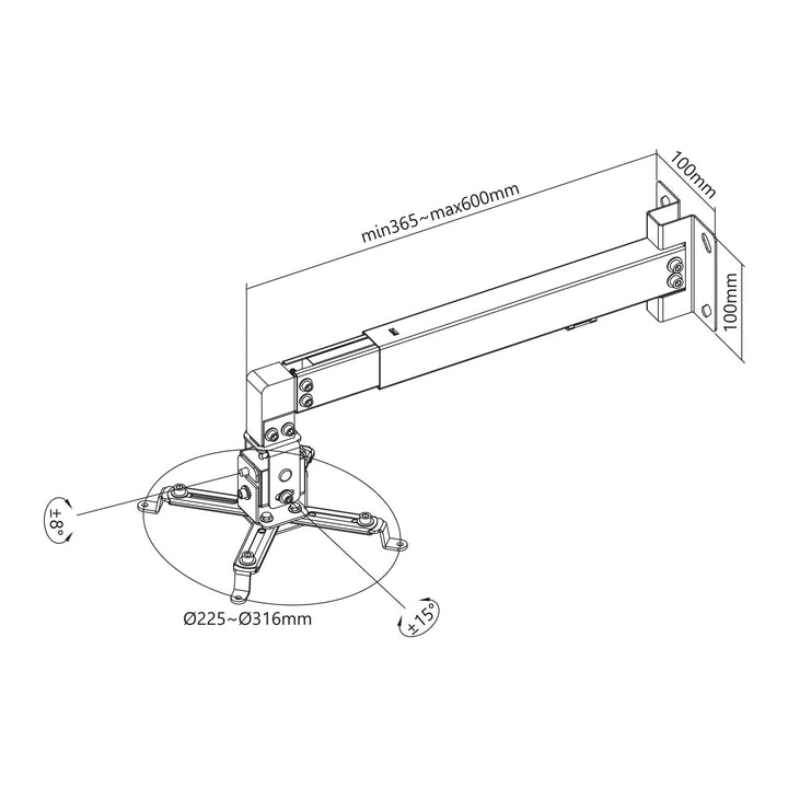 Wandhalterung für Maclean-Projektor, weiß, bis 20 kg, MC-205 W