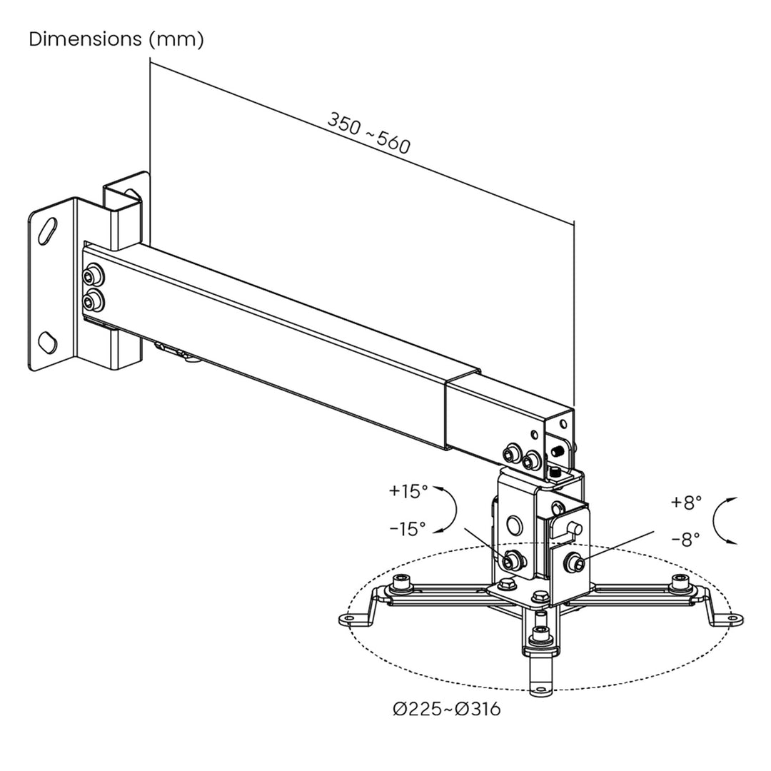 Maclean Universalhalterung/-aufhänger für Projektoren, schwarz, bis 20 kg, MC-206 B