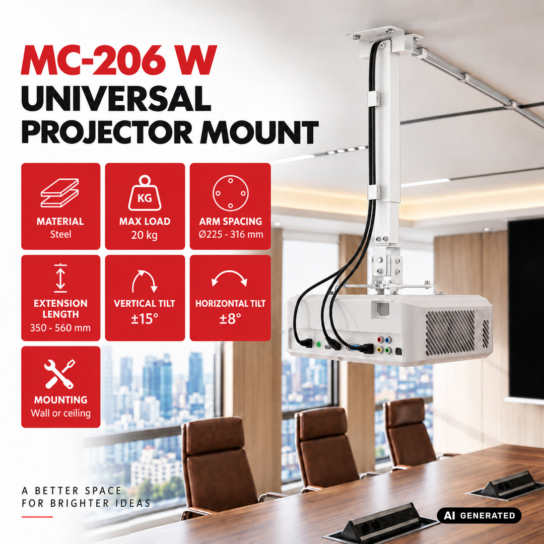 Maclean Universalhalterung / Projektoraufhängung, weiß, bis 20 kg, MC-206 W