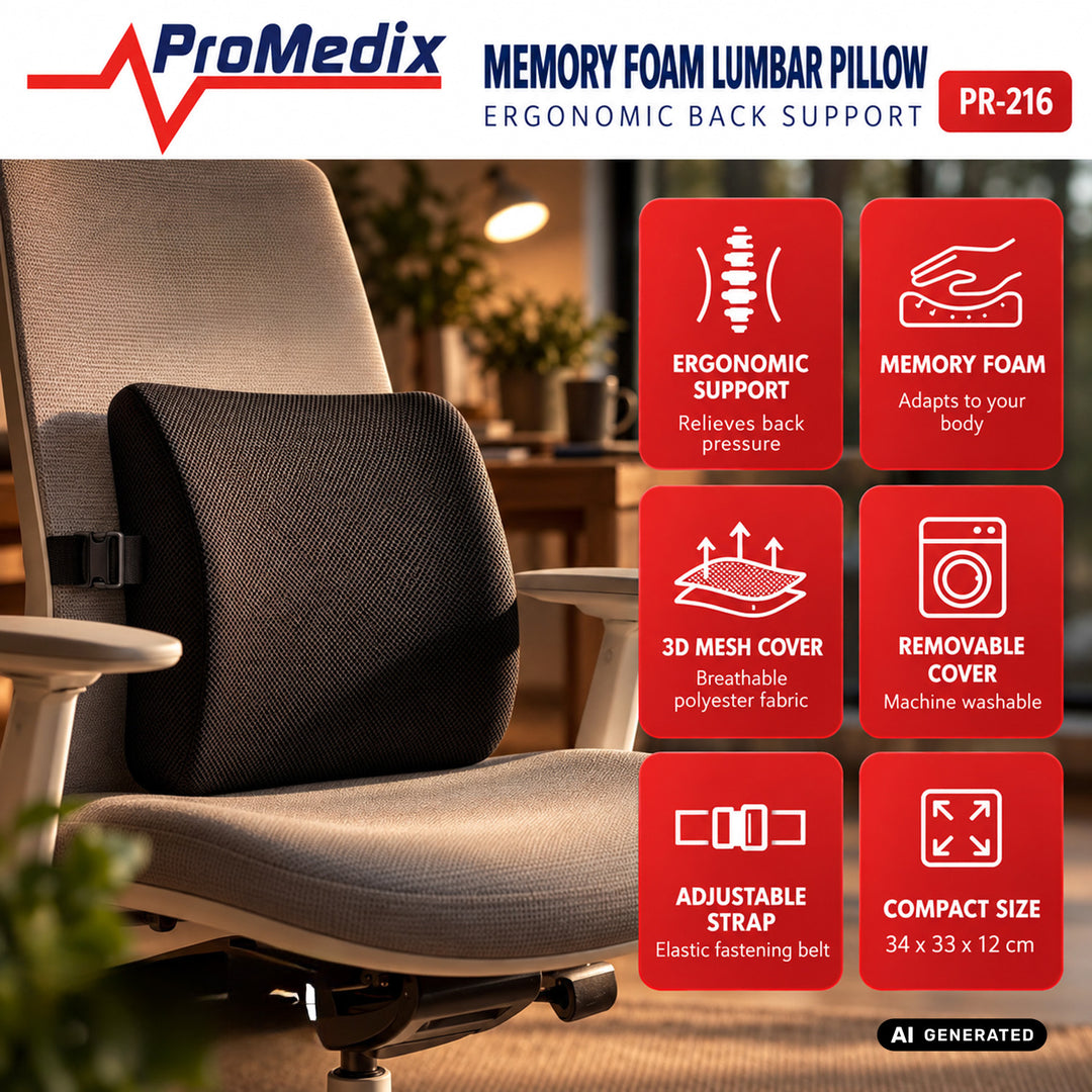 Promedix-Lendenkissen aus Memory-Schaum, 34 x 31 x 12 cm, Schaumdichte: 50D, PR-216