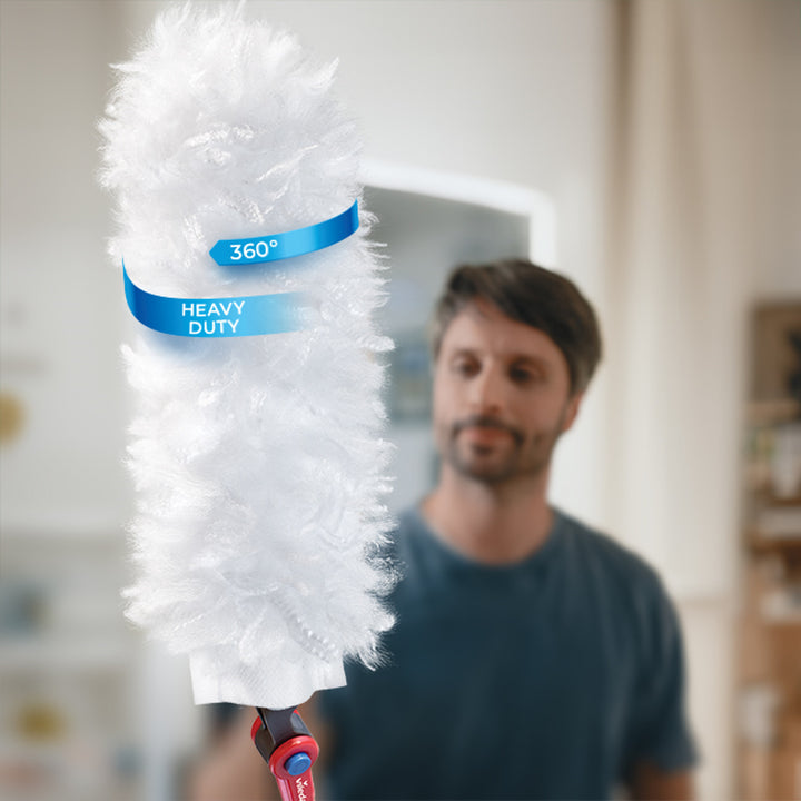 Vileda Flex&Catch Staubwedel, mit langem Stiel, Rutschschutz, flexibler Kopf + 5 Staubwedel-Einsätze