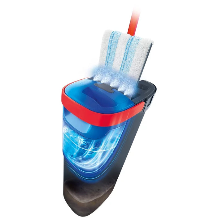 Vileda H2prO Flachmopp, 100 % Trennung von sauberem und schmutzigem Wasser, zwei Behälter, 2 Mikrofaser-Aufsätze, 360°-Drehkopf, 175774
