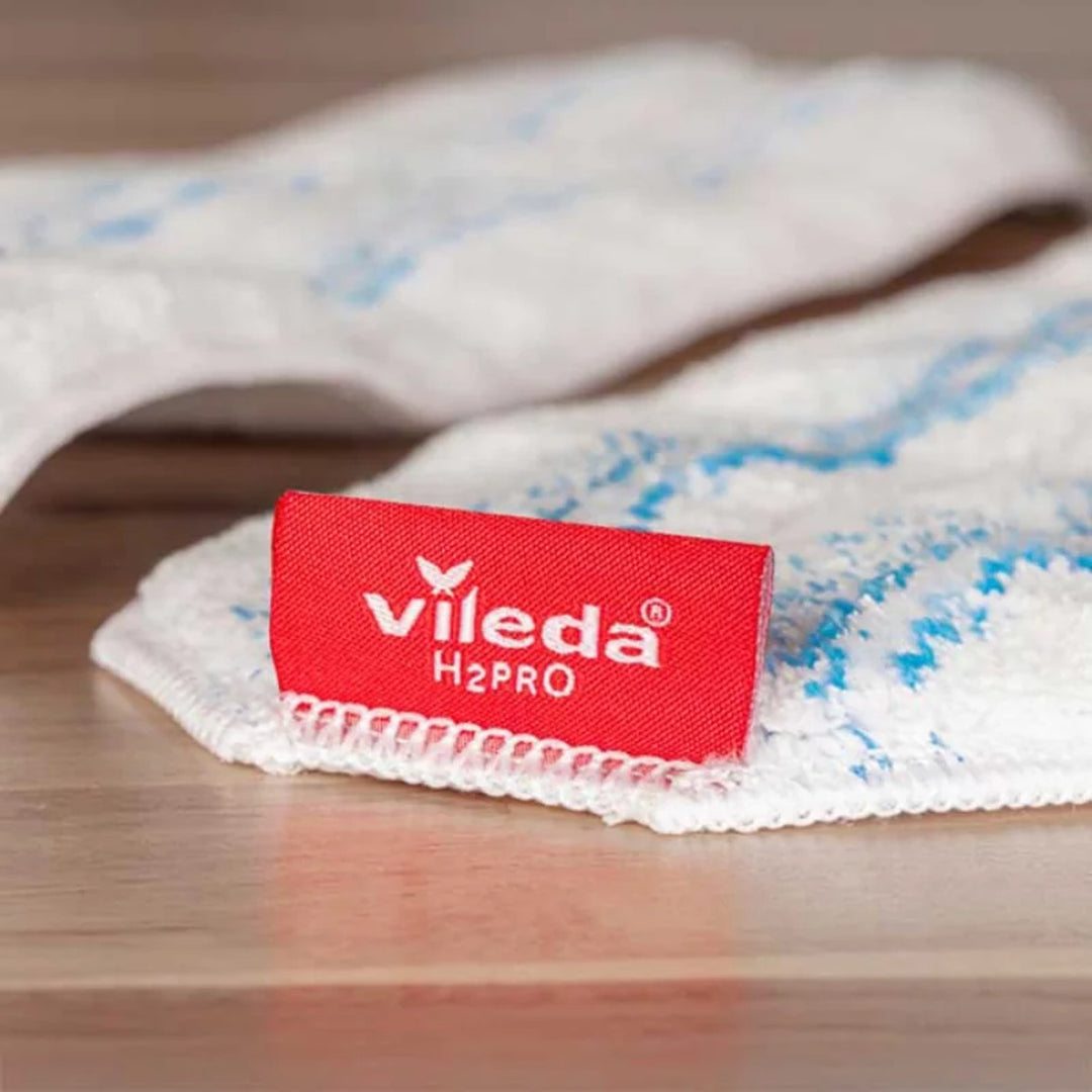 Vileda H2prO Flachmopp, 100 % Trennung von sauberem und schmutzigem Wasser, zwei Behälter, 2 Mikrofaser-Aufsätze, 360°-Drehkopf, 175774