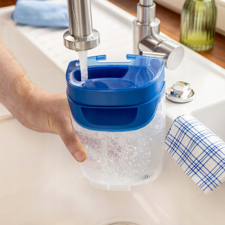 Vileda H2prO Flachmopp, 100 % Trennung von sauberem und schmutzigem Wasser, zwei Behälter, 2 Mikrofaser-Aufsätze, 360°-Drehkopf, 175774