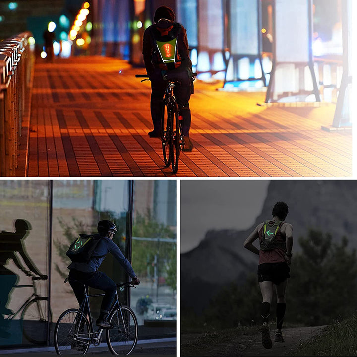 Rucksack mit LED-Signalleuchte, mit Fernbedienung, wasserdicht: Fernbedienung IPx5, Rucksack IPX2 + Sportgurt für das Smartphone Maclean MC-445