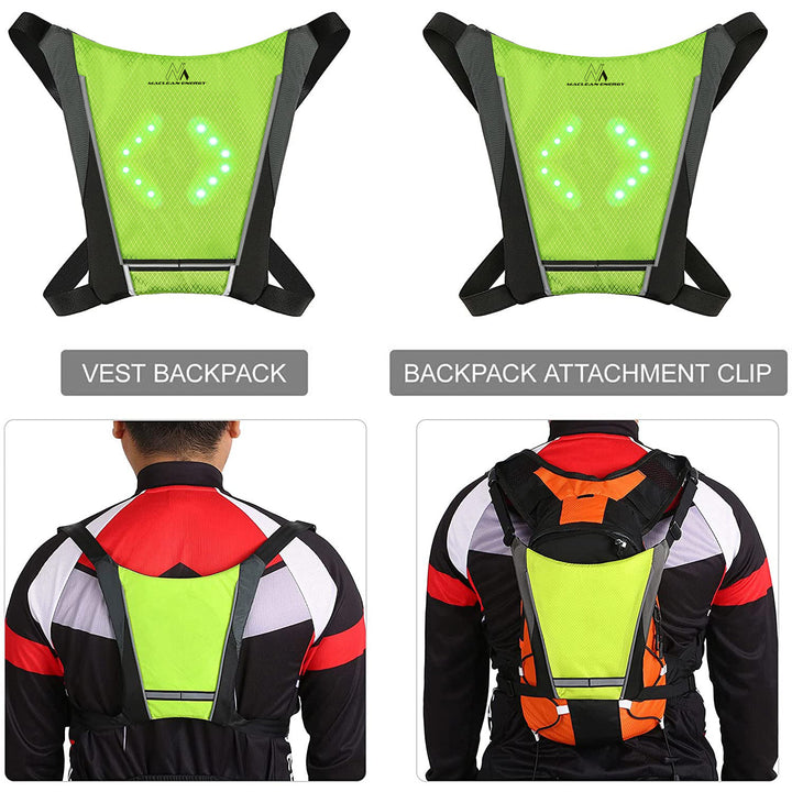 Rucksack mit LED-Signalleuchte, mit Fernbedienung, wasserdicht: Fernbedienung IPx5, Rucksack IPX2 + Sportgurt für das Smartphone Maclean MC-445