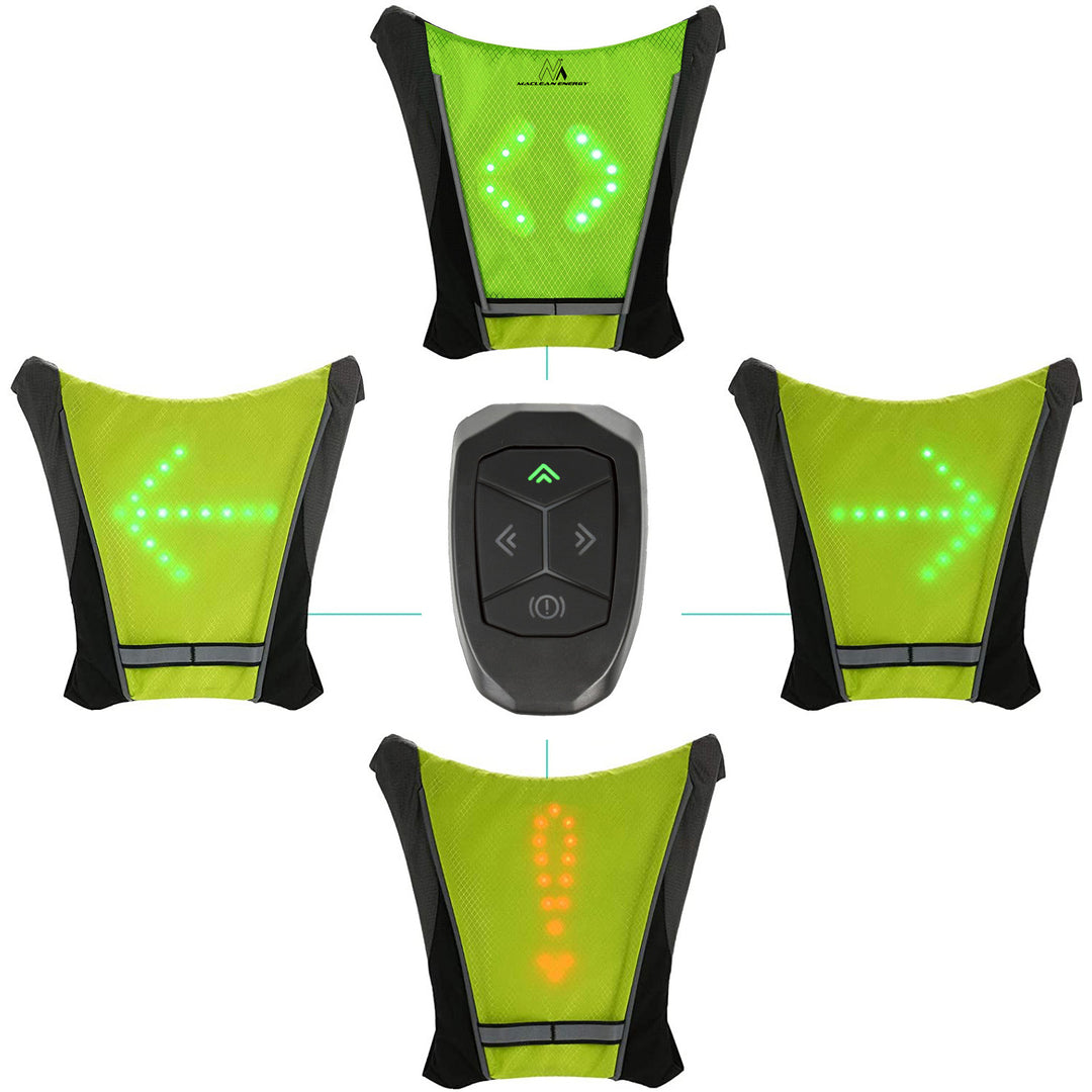 Rucksack mit LED-Signalleuchte, mit Fernbedienung, wasserdicht: Fernbedienung IPx5, Rucksack IPX2 + Sportgurt für das Smartphone Maclean MC-445