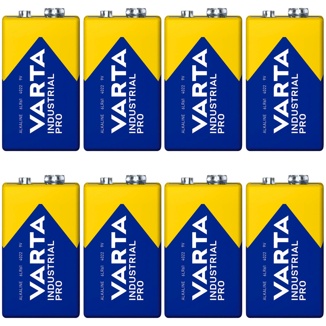 8x Batterie R9V R-9 6LR61 9V R-9 Alkaline Varta Industrial Pro