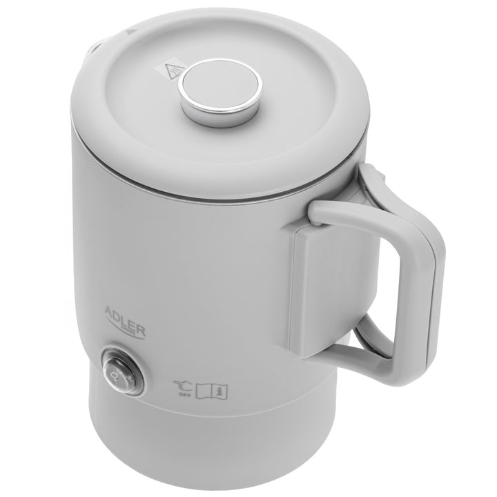 Adler Wasserkocher, Reise-Wasserkocher, doppelwandig, Fassungsvermögen 0,8 l, Leistung max. 650 W, grau, AD 1388