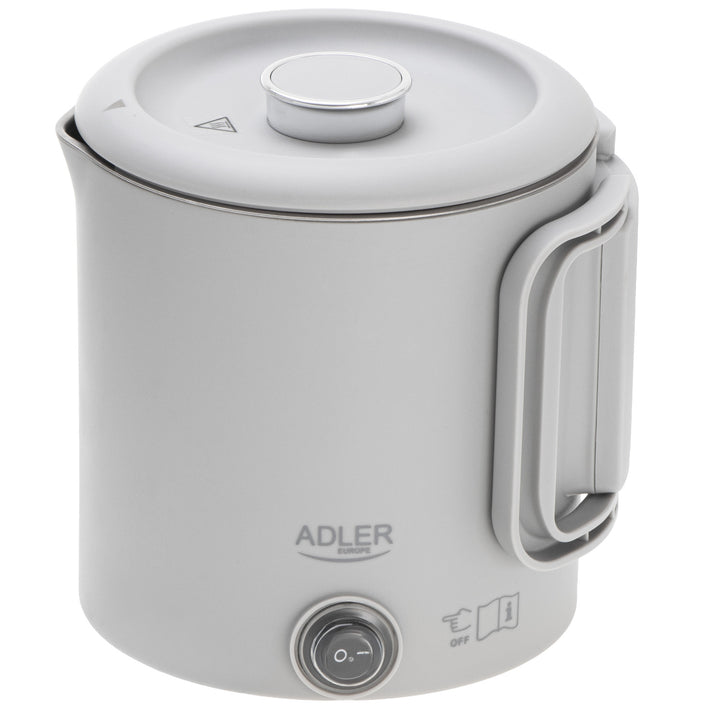 Adler Wasserkocher, Reise-Wasserkocher, doppelwandig, Fassungsvermögen 0,8 l, Leistung max. 650 W, grau, AD 1388
