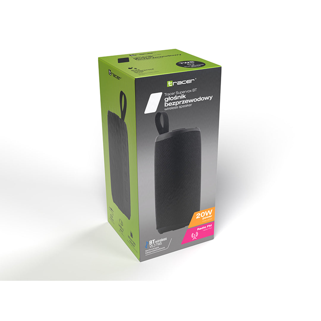 Tracer tragbarer Lautsprecher, Bluetooth 5.3, RMS-Leistung 20 W, IPX4, schwarz, TRAGLO47686
