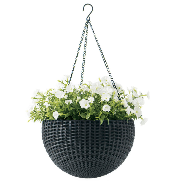 Hängepflanzgefäß Keter Sphere Planter, Farbe Anthrazit, 2 Stück