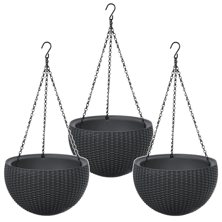 Hängepflanzgefäß Keter Sphere Planter, Farbe Anthrazit, 3 Stück