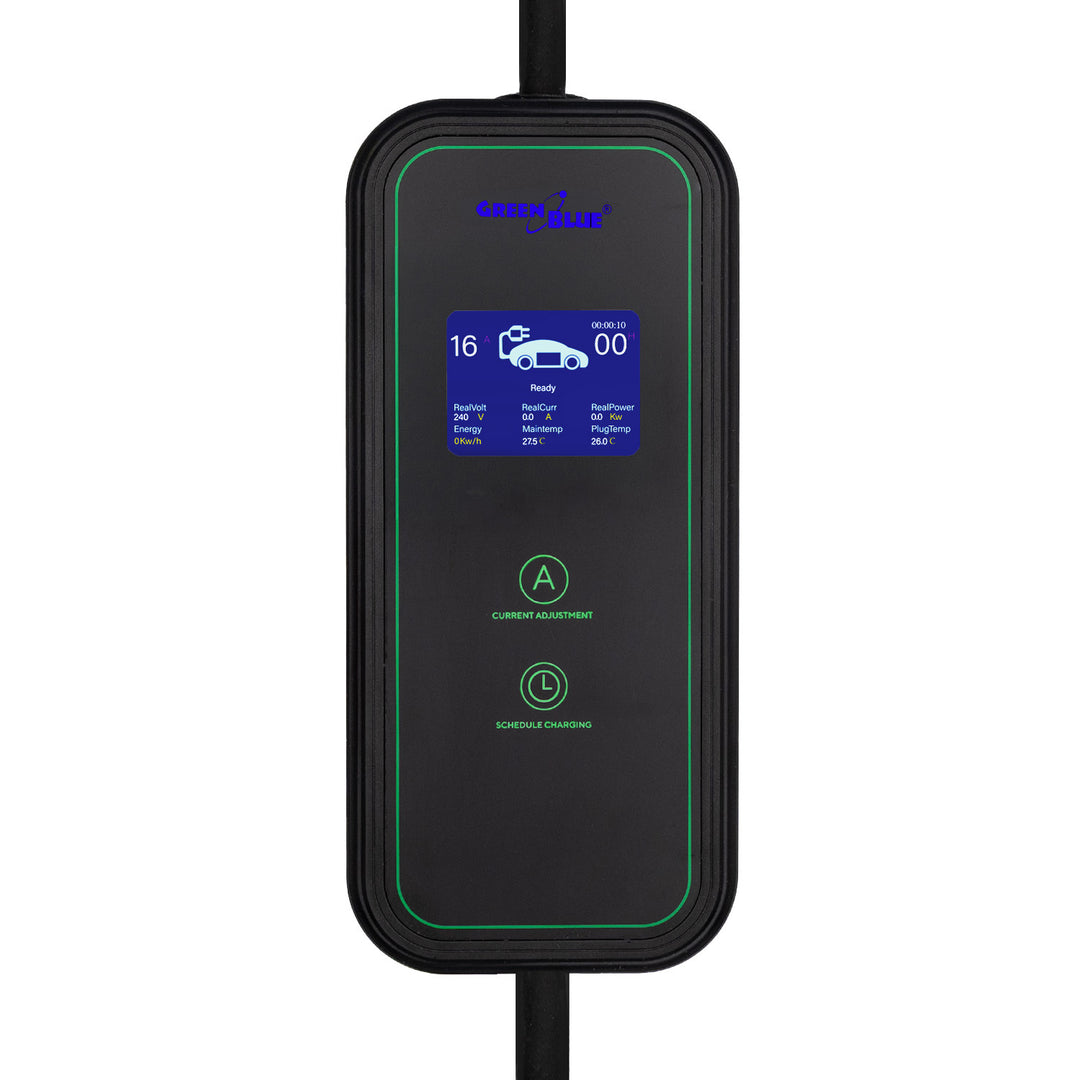 GreenBlue-Ladegerät für Elektrofahrzeuge (EV) und Plug-in-Hybridfahrzeuge (PHEV), tragbar, Typ 2, Kabellänge 6,8 m, IP65, 11 kW, 220–380 V Wechselstrom, 50/60 Hz, 16 A, 3-phasig, GB1100