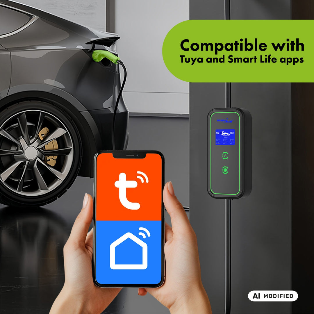 GreenBlue-Ladegerät für Elektrofahrzeuge (EV) und Plug-in-Hybridfahrzeuge (PHEV), tragbar, Typ 2, Kabellänge 6,8 m, IP65, 11 kW, 220–380 V Wechselstrom, 50/60 Hz, 16 A, 3-phasig, GB1100