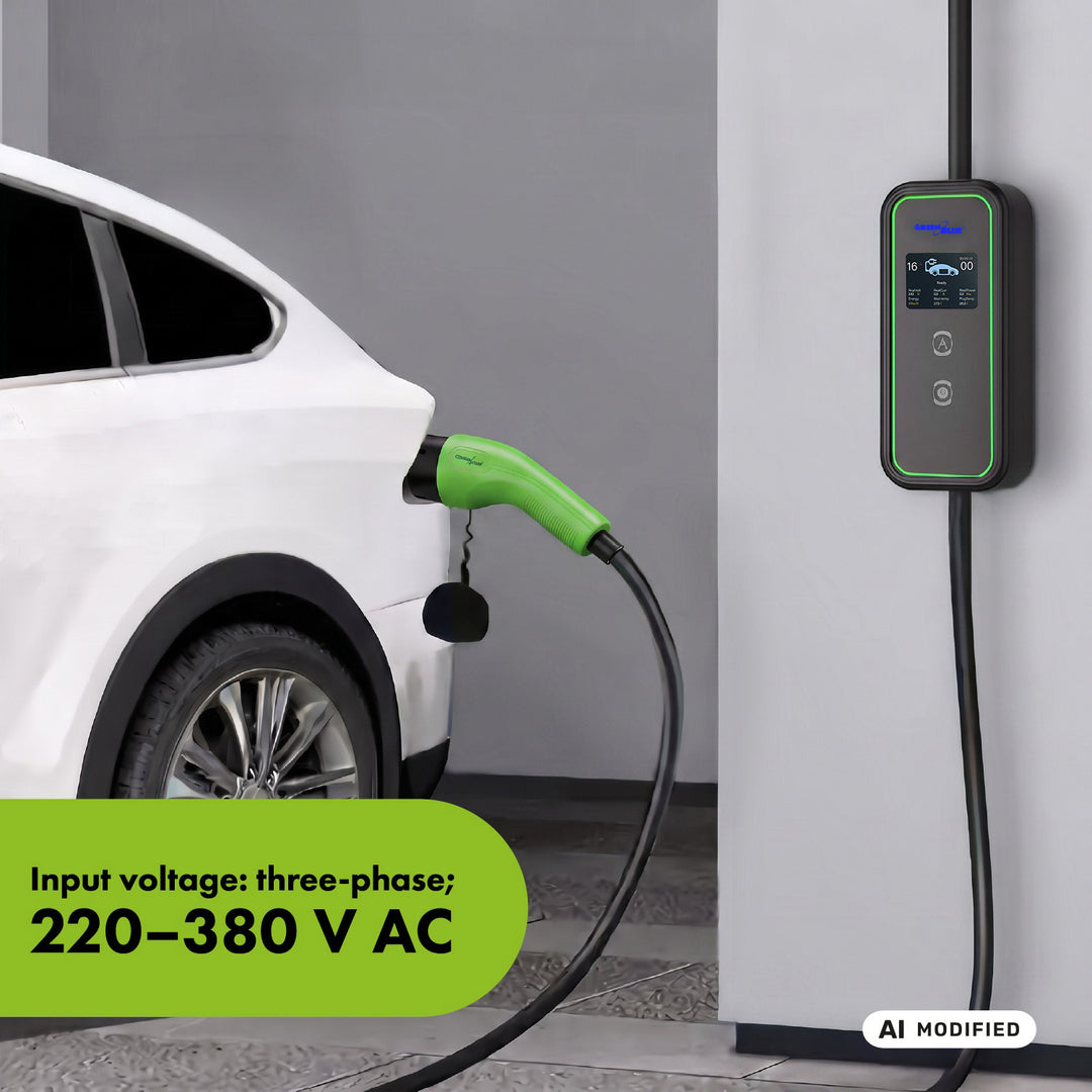 GreenBlue-Ladegerät für Elektrofahrzeuge (EV) und Plug-in-Hybridfahrzeuge (PHEV), tragbar, Typ 2, Kabellänge 6,8 m, IP65, 11 kW, 220–380 V Wechselstrom, 50/60 Hz, 16 A, 3-phasig, GB1100