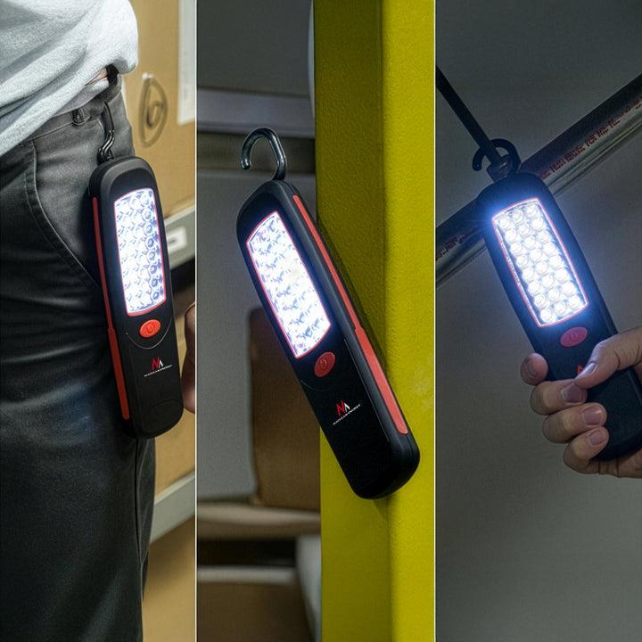 2x Maclean-Werkstattlampe mit 24 LEDs, Magnet, Haken, MCE03 + 6x Batterie R-06 R06 AA LR06 1,5 V VARTA Longlife Power