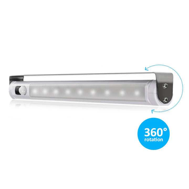 2x Maclean LED-Küchenleuchte, Unterbauleuchte mit 9 SMD-LEDs, batteriebetrieben, PIR-Sensor (Ein/Aus), MCE166 + 6x Batterie R-06 R06 AA LR06 1,5 V VARTA Longlife Power