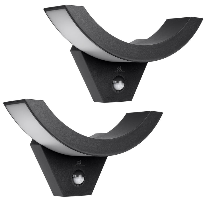 Maclean LED-Lampe mit Bewegungsmelder, Infrarot-Bewegungsmelder, Farbe: Schwarz, 10 W, IP54, 800 lm, MCE290 B, 2 Stück