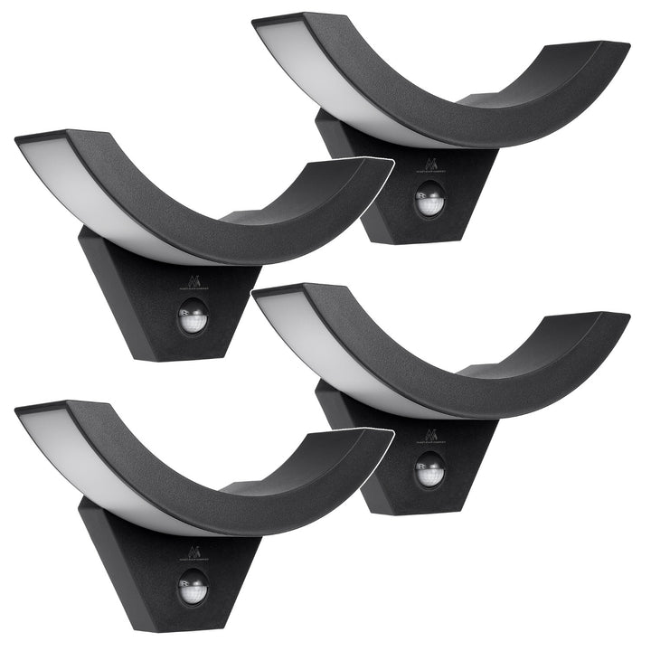 Maclean LED-Lampe mit Bewegungsmelder, Infrarot-Bewegungsmelder, Farbe: Schwarz, 10 W, IP54, 800 lm, MCE290 B, 4 Stück