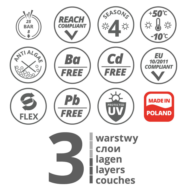 Vartco-Gartenschlauch, 3-lagig, flexibel, Durchmesser 1", Länge 30 m, Light Plus