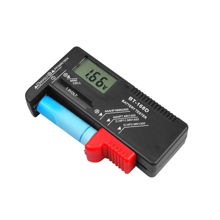 Digitales Testgerät für Batterien und Akkus von Lamex, LCD-Display, kompakte Abmessungen, benötigt keine zusätzliche Stromversorgung