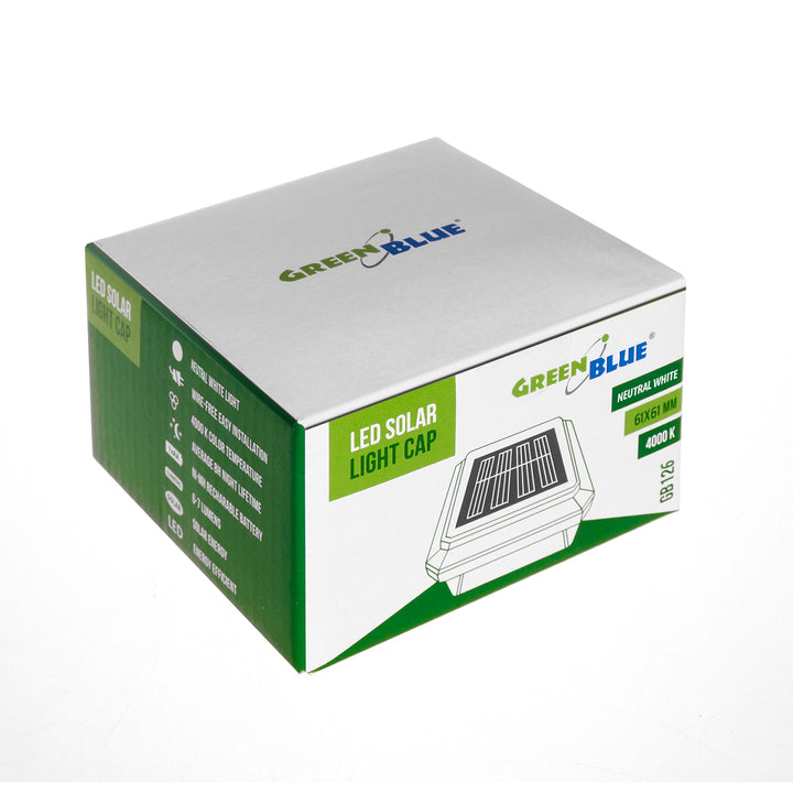 GreenBlue LED-Solarleuchte für Pfosten, 60 x 60 mm, Briefumschlag-Abdeckung, GB126, 2 Stück