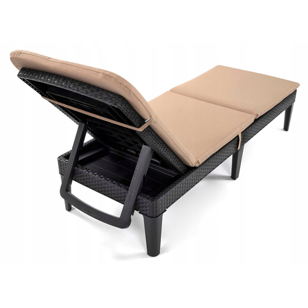 Kissen für Liegestuhl Jaipur, Farbe Beige, Stoff S-550 Melange, Größe 190 x 60 cm, zwei Befestigungssysteme, wasserabweisend, vollständig waschbar, Melange S-21