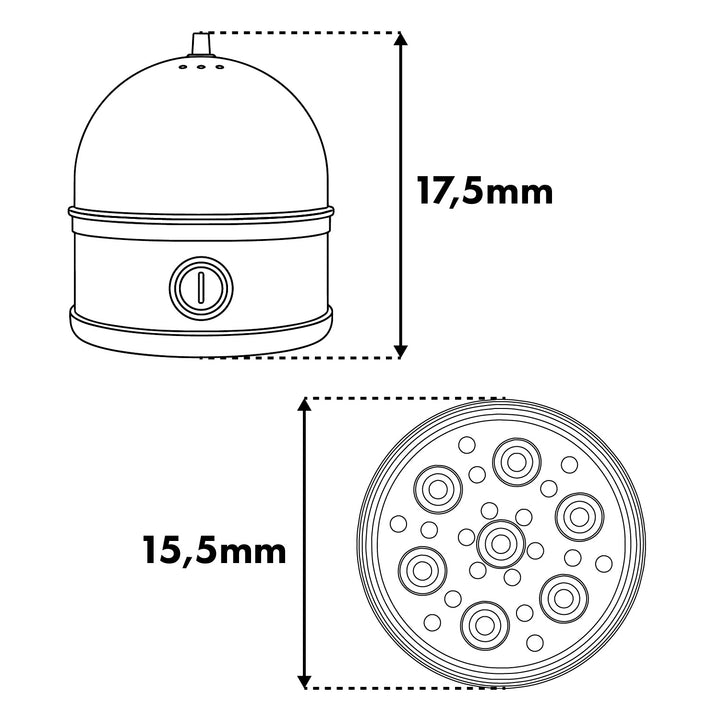 GreenBlue Eierkocher aus Edelstahl, Leistung 200 W, für bis zu 7 Eier, Messbecher, 220–240 V~, 50/60 Hz, GB357