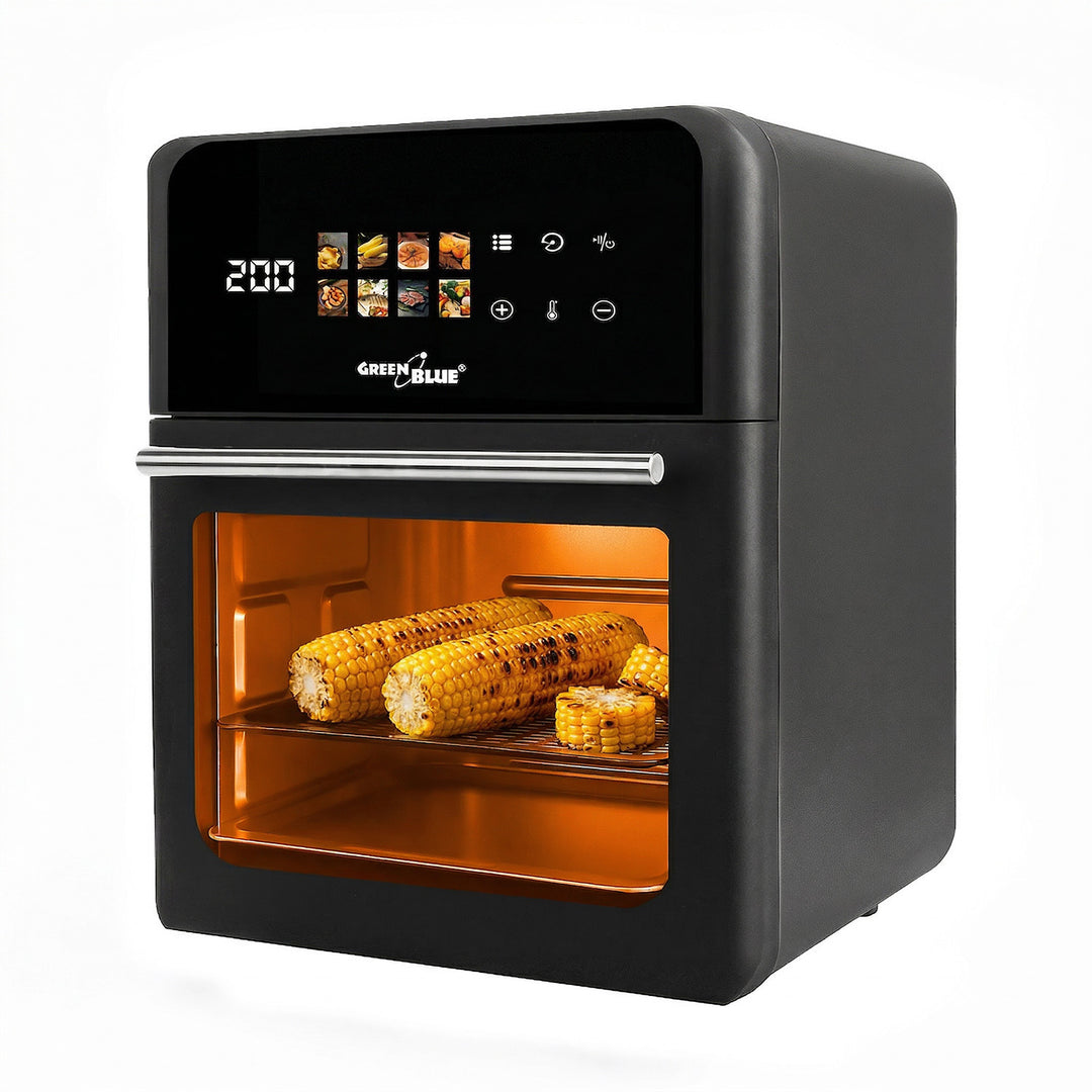 GreenBlue AIR FRYER Heißluftfritteuse, 1800 W, 10 l Fassungsvermögen, 8 Programme, Zubehör, Timer, GB950 + 100 Stück 16-cm-Papierbeutel