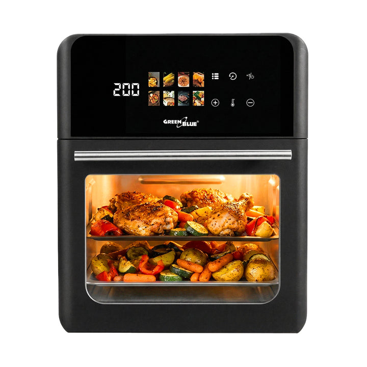 GreenBlue AIR FRYER Heißluftfritteuse, 1800 W, 10 l Fassungsvermögen, 8 Programme, Zubehör, Timer, GB950 + 100 Stück 16-cm-Papierbeutel