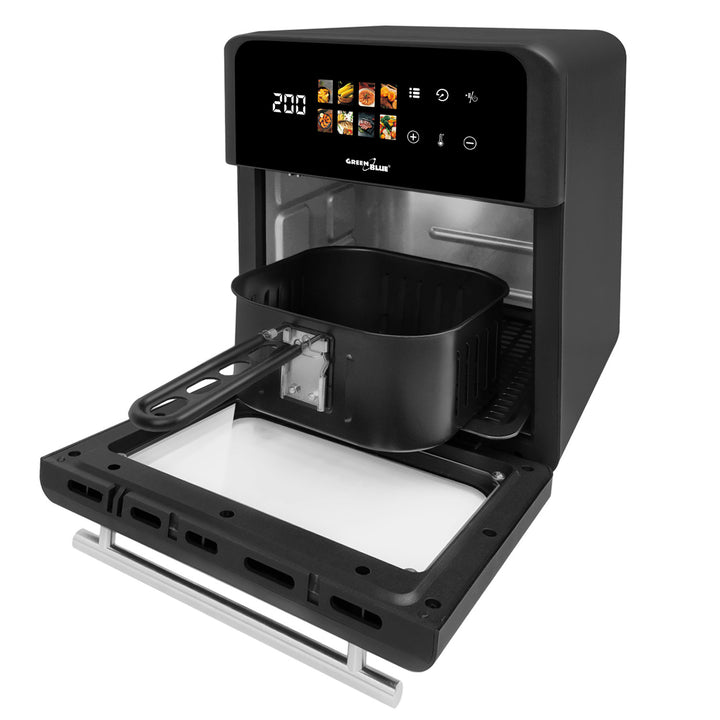 GreenBlue AIR FRYER Heißluftfritteuse, 1800 W, 10 l Fassungsvermögen, 8 Programme, Zubehör, Timer, GB950 + 100 Stück 16-cm-Papierbeutel