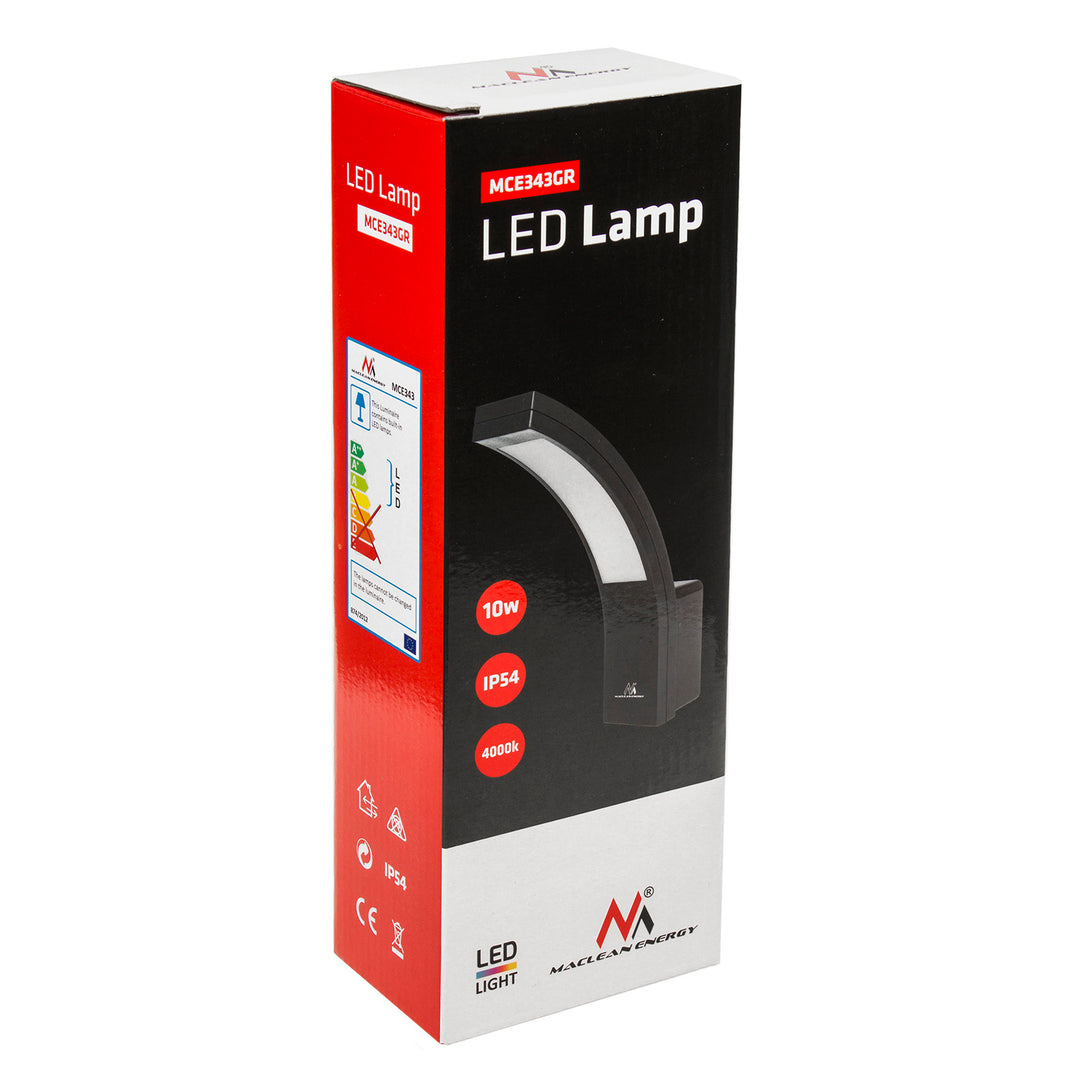 Maclean LED-Fassadenleuchte, 800 lm, 10 W, Lichtfarbe: Tagesweiß (4000 K), Farbe: Grau, MCE343 GR, 2 Stück