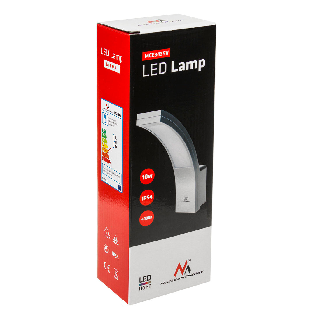 Maclean LED-Fassadenleuchte, 800 lm, IP54, 10 W, Tageslichtweiß (4000 K), silberfarben, MCE343 SV, 2 Stück
