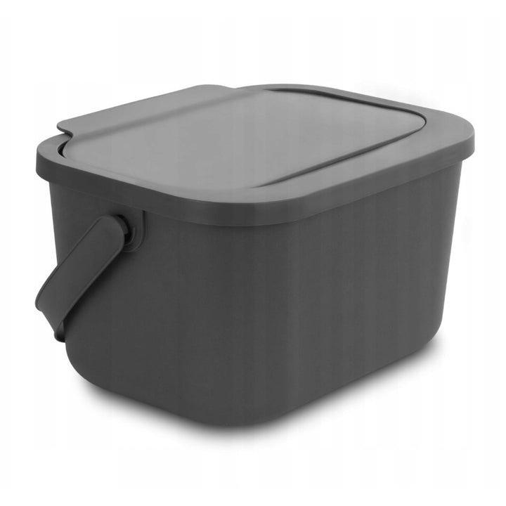 Bioabfallbehälter, Fassungsvermögen 4,5 Liter, grau, Mini Bini + 5x Practic-Kohlefilter
