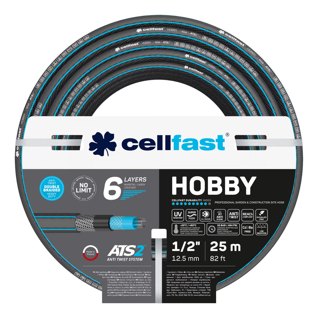 Schlauchwagen Cellfast Aluplus 1/2" 60 m + Gartenschlauch Cellfast Hobby ATS2 1/2" 25 m