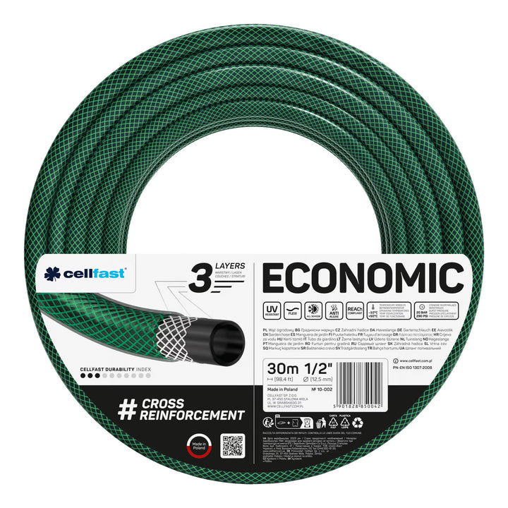 Cellfast Aluplus Schlauchwagen 1/2" 60 m + Cellfast Economic Gartenschlauch 1/2" 30 m