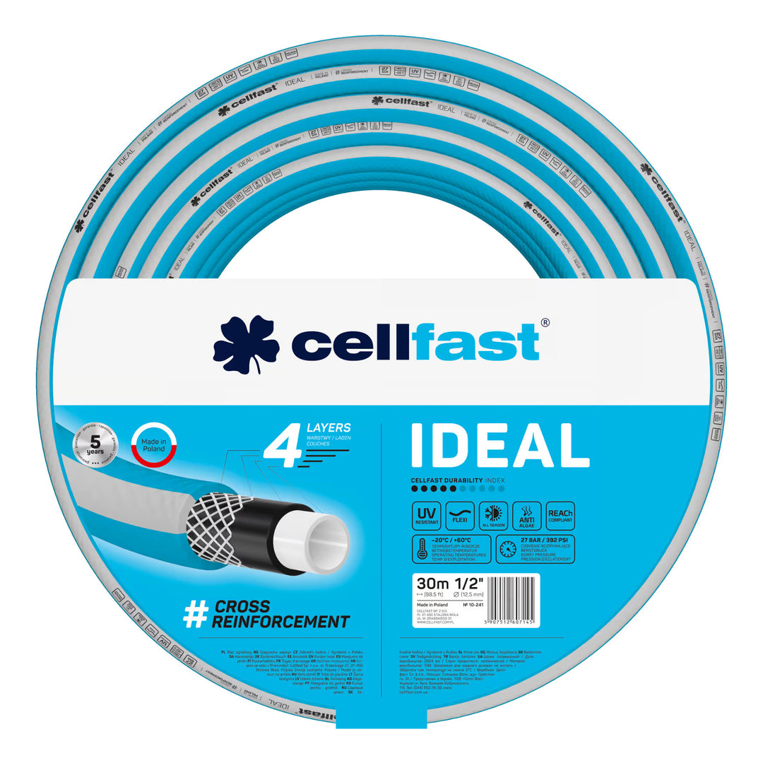 Cellfast Aluplus Schlauchwagen 1/2" 60 m + Cellfast IDEAL Gartenschlauch 1/2" 30 m + Set mit Cellfast Basic Sprühkopf 1/2"