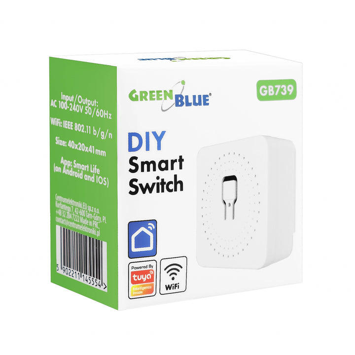 GreenBlue WLAN-Einbaurelais, Android/iOS/Alexa/Google Home, 100–240 V AC, 50/60 Hz, max. 16 A, für LED 150 W, GB739, 4 Stück