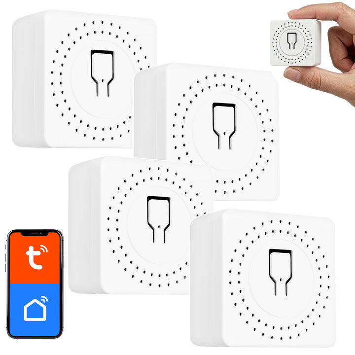 GreenBlue WLAN-Einbaurelais, Android/iOS/Alexa/Google Home, 100–240 V AC, 50/60 Hz, max. 16 A, für LED 150 W, GB739, 4 Stück