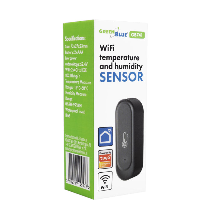 GreenBlue WLAN-Außensensor für Temperatur und Luftfeuchtigkeit, Android/iOS, 3,0 V DC, LR03x2, IP65, GB741, 2 Stück