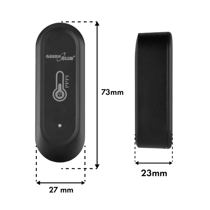 GreenBlue WLAN-Außensensor für Temperatur und Luftfeuchtigkeit, Android/iOS, 3,0 V DC, LR03x2, IP65, GB741, 2 Stück