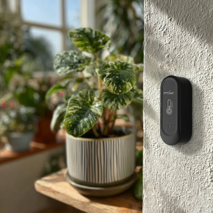 GreenBlue WLAN-Außensensor für Temperatur und Luftfeuchtigkeit, Android/iOS, 3,0 V DC, LR03x2, IP65, GB741, 2 Stück