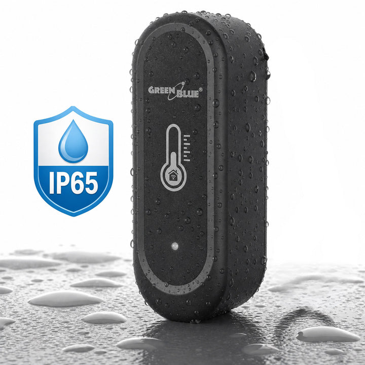 GreenBlue WLAN-Außensensor für Temperatur und Luftfeuchtigkeit, Android/iOS, 3,0 V DC, LR03x2, IP65, GB741, 2 Stück