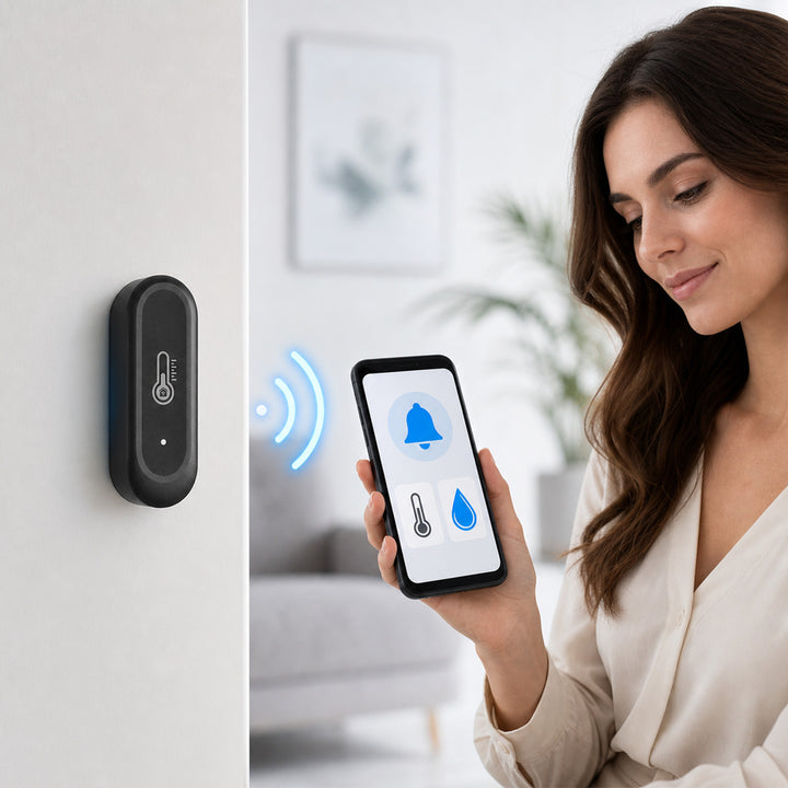 GreenBlue WLAN-Außensensor für Temperatur und Luftfeuchtigkeit, Android/iOS, 3,0 V DC, LR03x2, IP65, GB741, 2 Stück