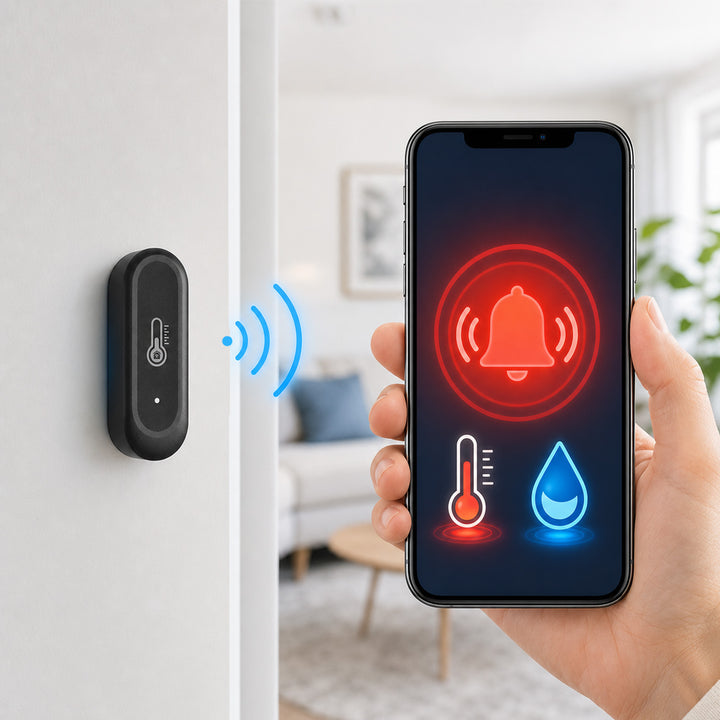 GreenBlue WLAN-Außensensor für Temperatur und Luftfeuchtigkeit, Android/iOS, 3,0 V DC, LR03x2, IP65, GB741, 2 Stück